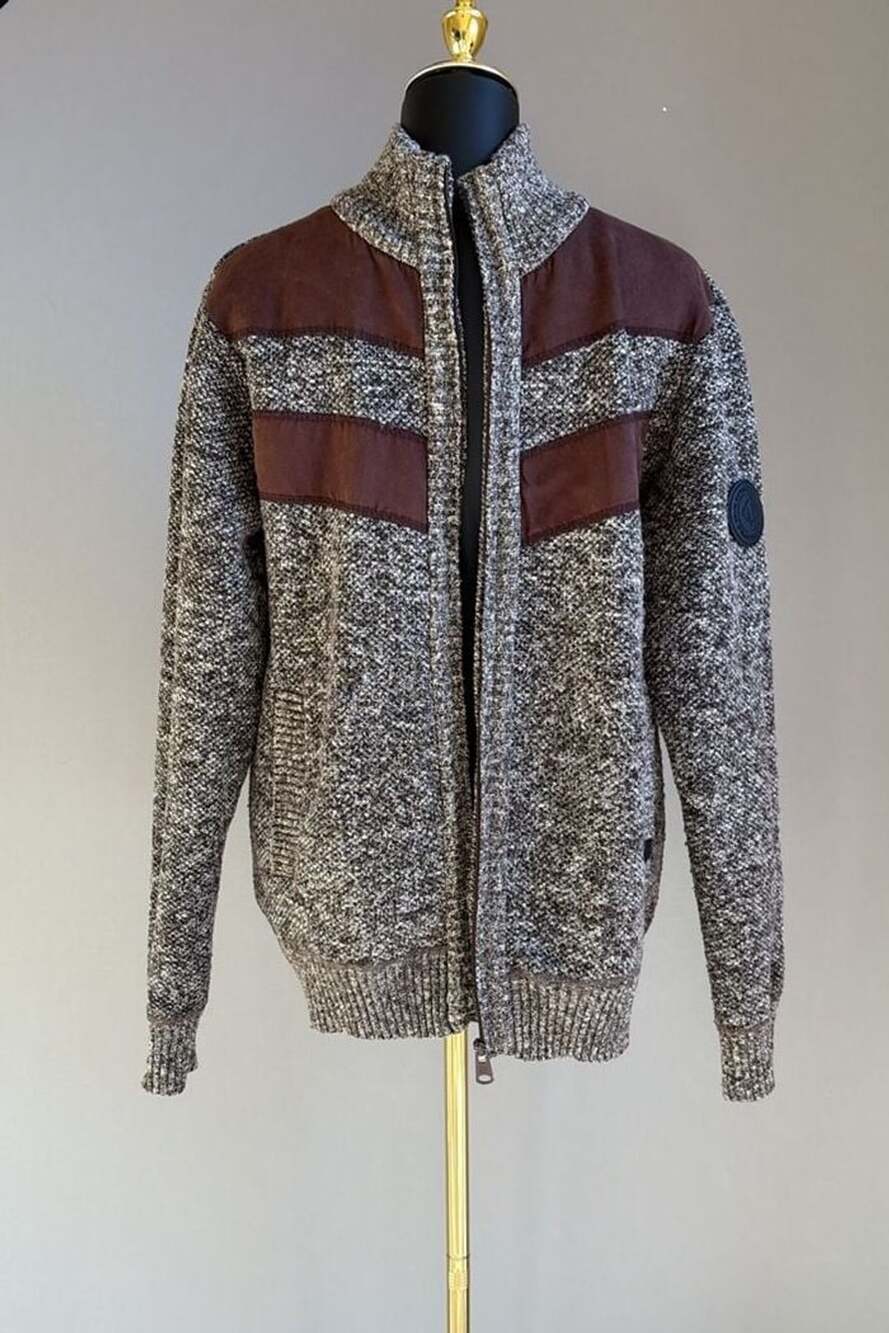 Buffalo David Bitton Westony Men’s Full Zip Sweater Size M Brown Marled Jacket